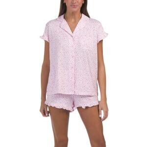 Laura Ashley Ruffle Watercolor Hearts Shorty Pajama Set